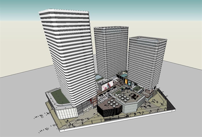 现代商业综合体建筑设计方案SU模型(1)