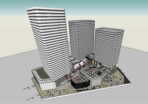 现代商业综合体建筑设计方案SU(草图大师)模型