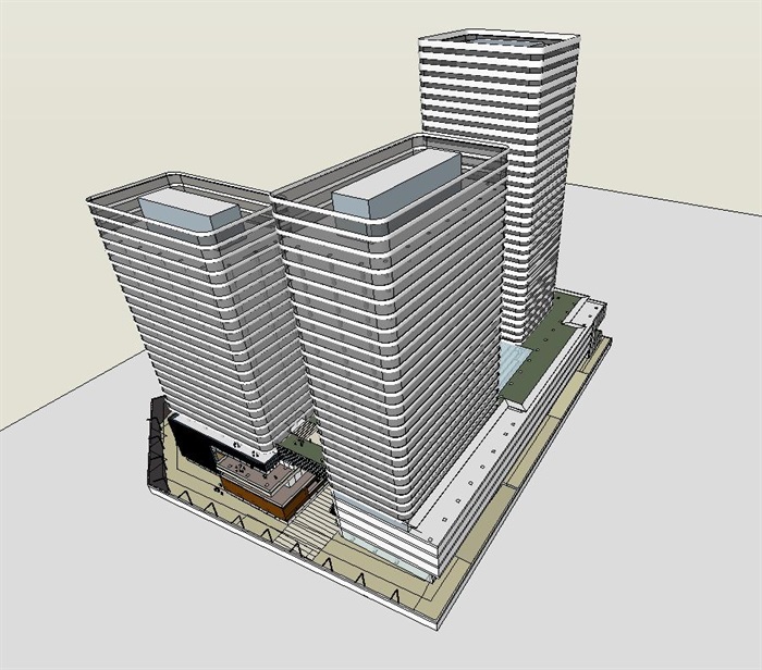 现代商业综合体建筑设计方案SU模型(3)