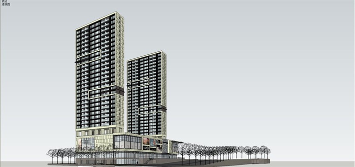新亚洲风格深圳和公馆商住综合体建筑设计方案SU模型(14)