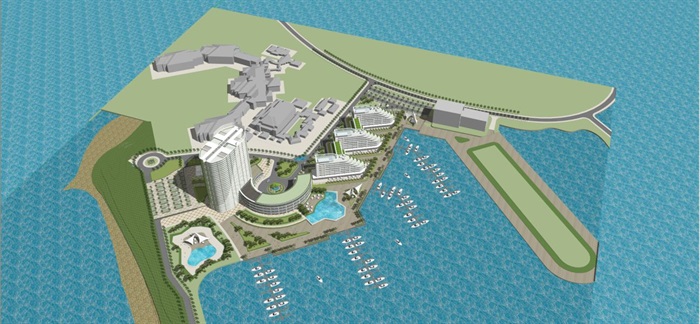 游艇中心酒店+办公项目建筑规划设计方案SU模型(7)