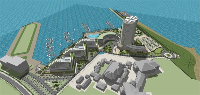 游艇中心酒店+办公项目建筑规划设计方案SU模型(10)