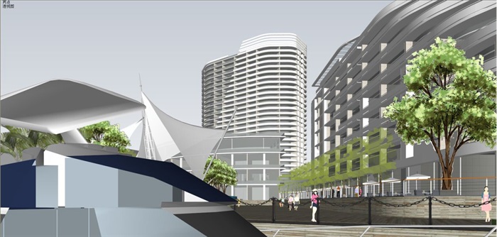 游艇中心酒店+办公项目建筑规划设计方案SU模型(15)