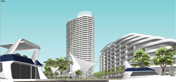 游艇中心酒店+办公项目建筑规划设计方案SU模型(16)