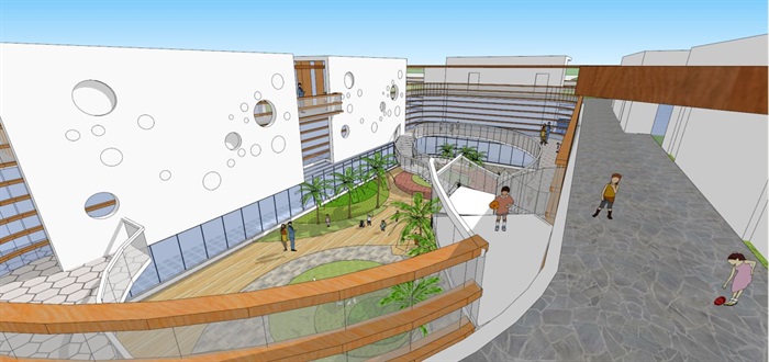 现代幼儿园建筑设计方案SU模型(3)