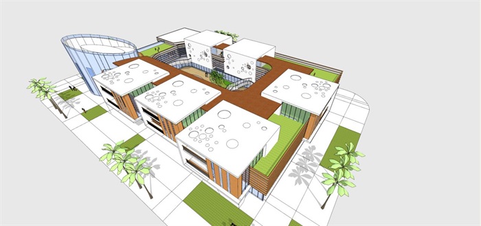 现代幼儿园建筑设计方案SU模型(4)