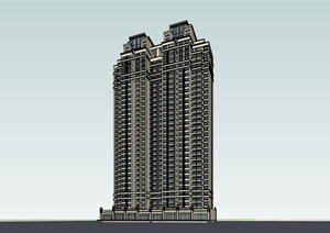 高层住宅详细小区建筑SU(草图大师)模型