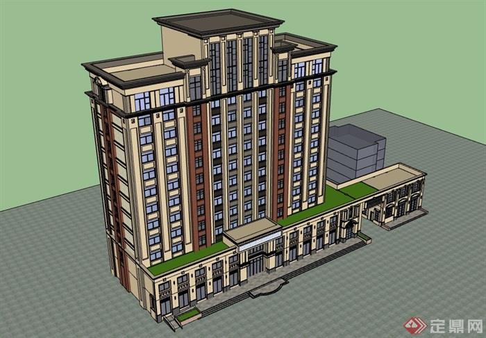 多层商业住宅小区详细完整楼su模型
