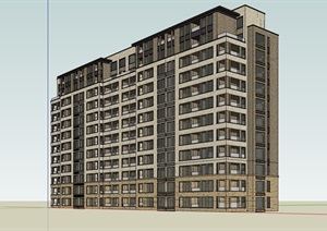 现代风格高层小区住宅详细完整楼SU(草图大师)模型