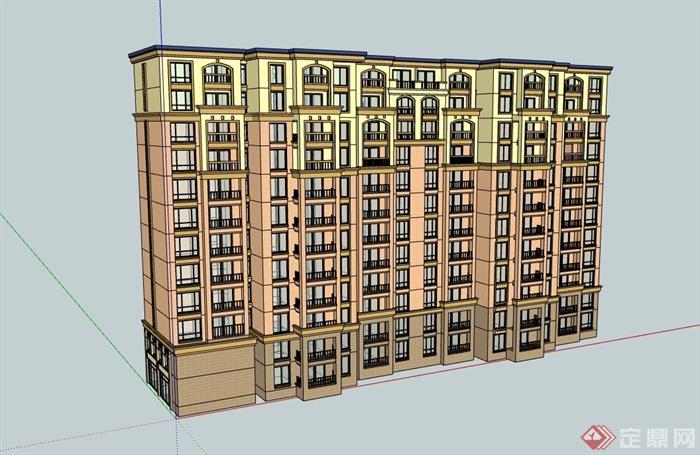 完整的高层住宅详细完整楼su模型
