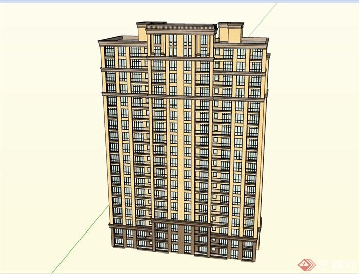 现代独特高层住宅详细完整楼su模型
