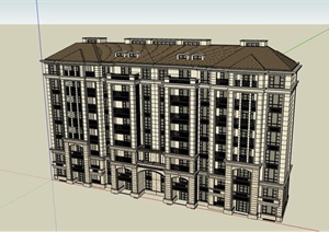 完整的欧式住宅详细完整建筑SU(草图大师)模型
