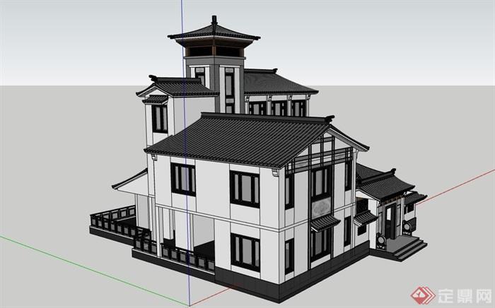 古典中式住宅详细完整建筑su模型