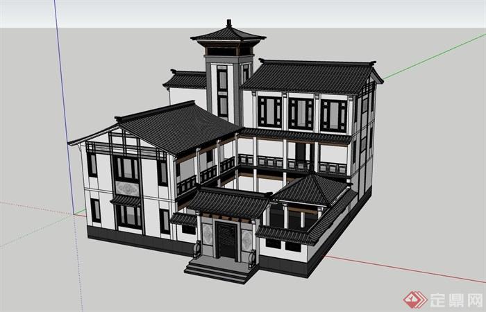 古典中式住宅详细完整建筑su模型