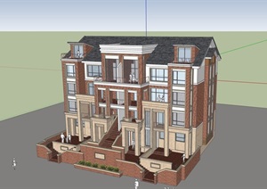 欧式完整的住宅详细完整建筑SU(草图大师)模型