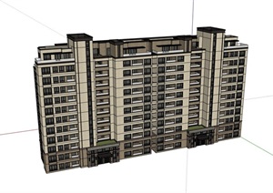 高层完整的住宅详细完整建筑SU(草图大师)模型
