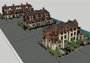 小区独特完整的住宅详细完整建筑SU(草图大师)模型