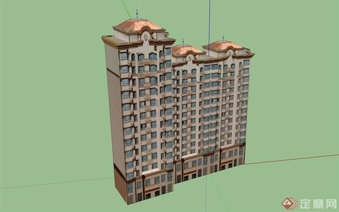 高层住宅完整的建筑楼su模型