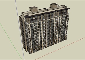 现代小高层住宅完整的建筑楼SU(草图大师)模型