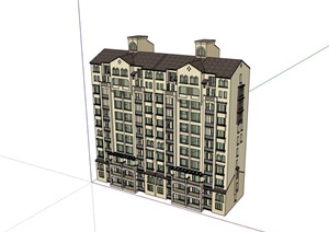 欧式风格高层住宅详细建筑SU(草图大师)模型