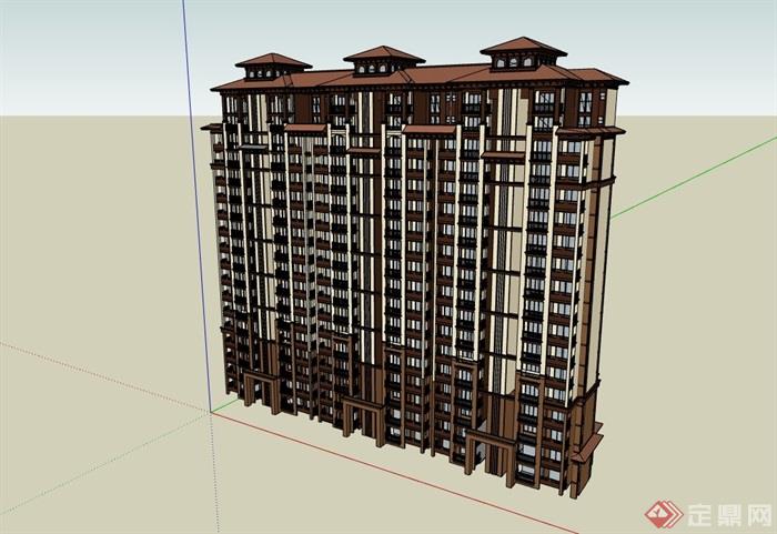 高层详细欧式居住小区建筑楼su模型