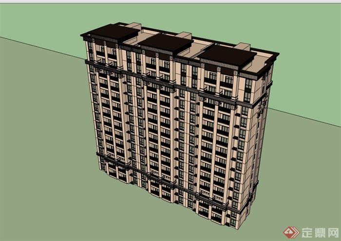 小高层居住小区建筑楼su模型