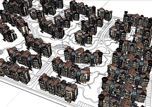 多层住宅小区楼建筑设计SU(草图大师)模型