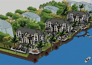 欧式多层住宅小区楼素材设计SU(草图大师)模型
