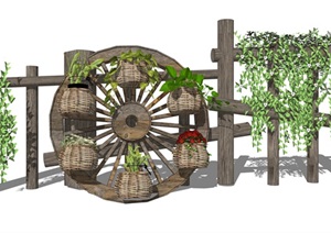 乡村树桩户外景观桌椅素材设计SU(草图大师)模型