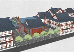 古典中式德州董家巷商业街建筑设计方案SU(草图大师)模型