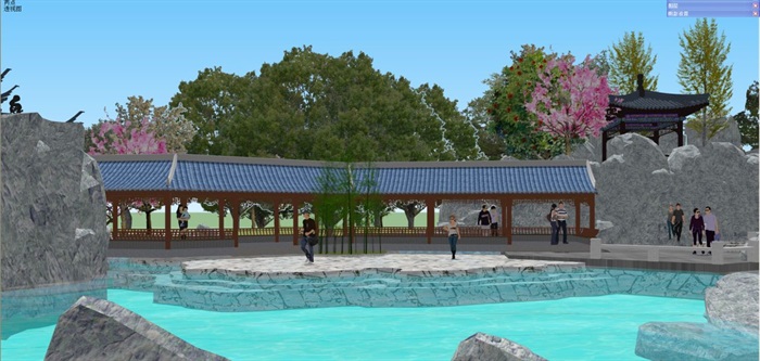 一池三山古典园林建筑设计方案SU模型(10)