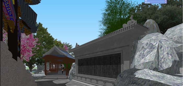 一池三山古典园林建筑设计方案SU模型(12)