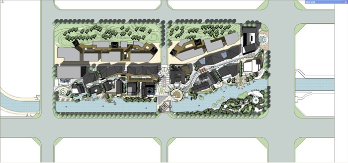 新中式滨湖商业街建筑设计方案SU模型(8)