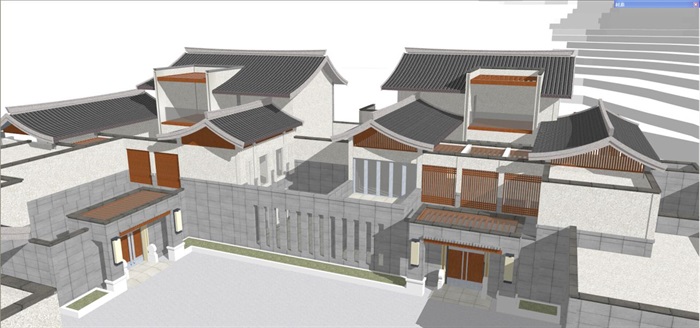 仿古中式宁波琉璃宫建筑设计方案SU模型(14)