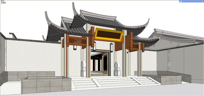 仿古中式宁波琉璃宫建筑设计方案SU模型(15)