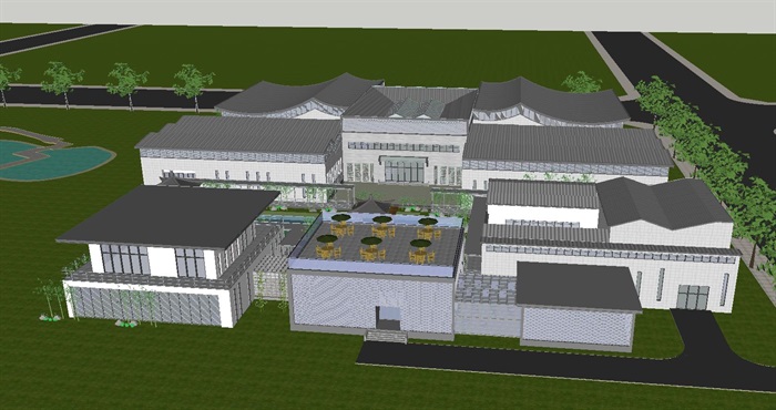 新中式博物馆建筑设计方案SU模型(2)