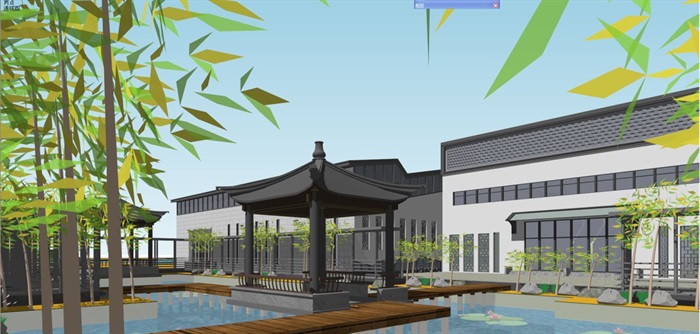 新中式博物馆建筑设计方案SU模型(7)