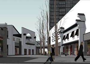 新中式商业中心建筑设计方案SU(草图大师)模型