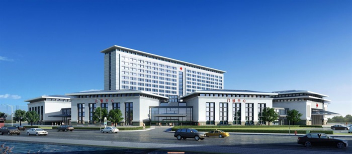 现代中式大型医院建筑设计方案SU模型(1)