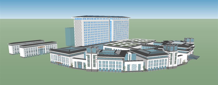 现代中式大型医院建筑设计方案SU模型(5)