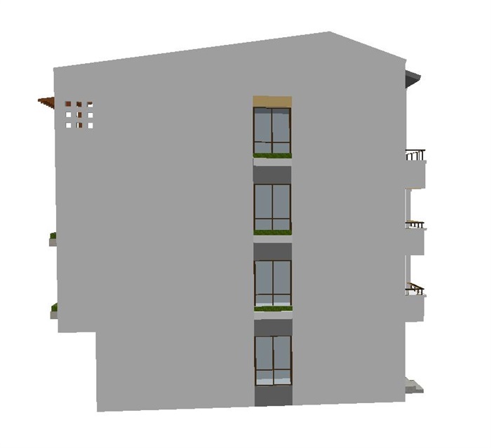 中式联排别墅建筑设计方案SU模型(7)