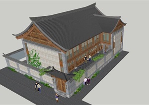 3个古典中式民宅别墅建筑设计方案SU(草图大师)模型