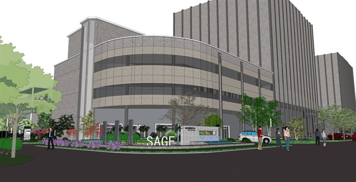 技术研发中心建筑与景观设计方案SU模型(8)