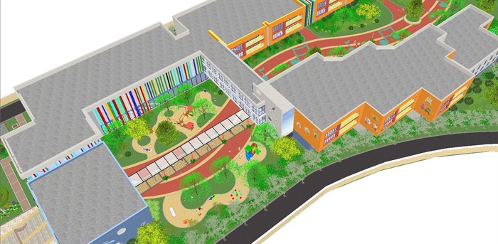 后湖幼儿园建筑与景观设计方案SU模型(2)