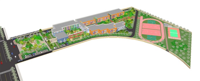 后湖幼儿园建筑与景观设计方案SU模型(7)