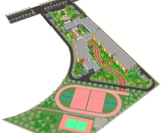 后湖幼儿园建筑与景观设计方案SU模型(6)