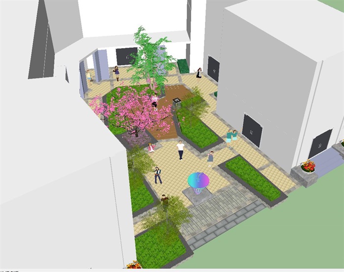 办公楼入口景观设计方案SU模型(3)