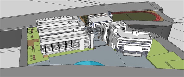 山地中学建筑设计方案SU模型(2)