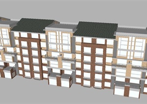 120平户型安置房单体建筑设计方案SU(草图大师)模型