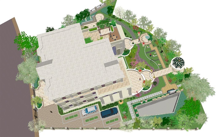 法式别墅建筑与景观设计方案SU模型(6)